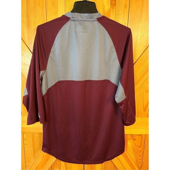 Adidas Climalite Fielders Choice Mens 3/4 Sleeve Baseball Henley Maroon /Gray Sm - Picture 5 of 6